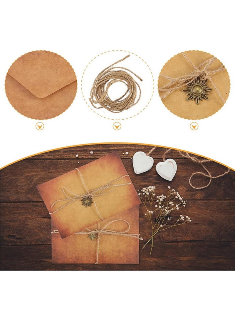 Generic 5 Set Vintage Stationary Paper and Envelope Antique Style A5 Writing Paper Old Style Envelope with Pendant Charms Rope for Festival Holiday Wedding Birthday Party Decor  - Image 5