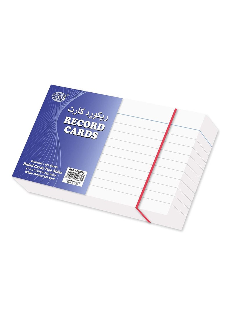 FIS Ruled Record Card White 240 gsm, 5 x 3 inch Pack of 100 pieces - FSIC53 - Image 1