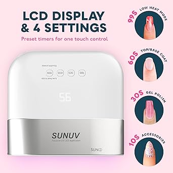 SUNUV Led Nail Lamp 48W Professional Nail Dryer for Gel Polish Curing Light Machine with Automatic Sensor and LCD Display for Home and Nail Salon - Image 3
