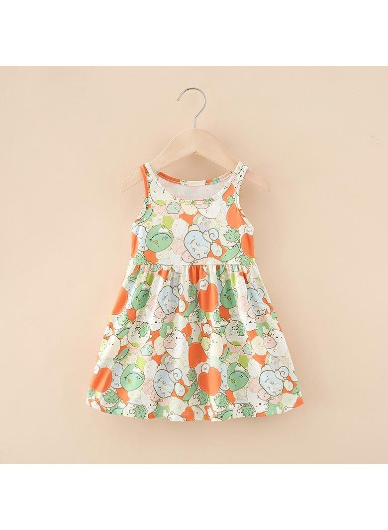 Loquat Cross-border New Milk Silk Printed Children's Dress  - Image 1