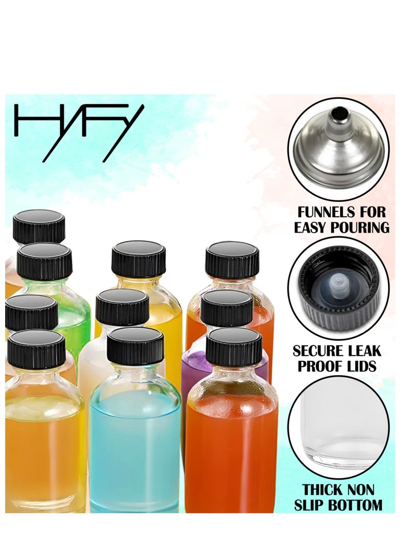 HYFY 12 Pack 4 oz Small Clear Glass Bottles 3 stainless steel funnels strong lid Ginger shot Bottle Potion Juice 24 stickers Shots bottle boston bottle Oils Bottle Glass Bottles Liquid Bottle 118ml - Image 2