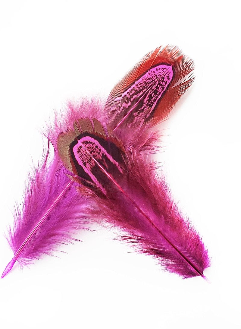 SYOSI 100 pcs Natural Pheasant Plumage Feathers 2-4 Inches Plumage Feathers for Sewing Crafts Clothing Decorating Accessories - Dark Pink - Image 2