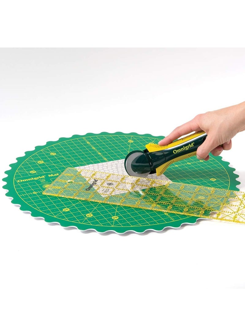 Omnigrid Omnigrid 14 360 Rotating SelfHealing Cutting Mat Ruler and Rotary Cutter Quilting Set Green  - Image 3