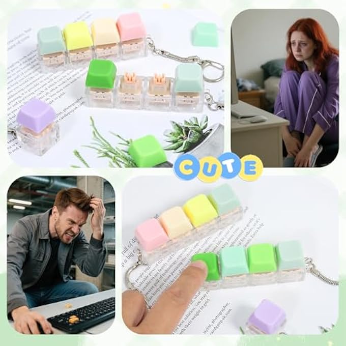 Lohoee Keyboard Fidget Toys- 3Pcs Fidget Keyboard Clicker Keyboard Button Fidget Keychain Decompression Toys for Stress Relief Office Pass The Time or Gift (Style A) - Image 5