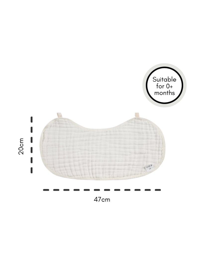 Joley Set of 6- 100% Cotton Burp & Bib Cloth White - Image 2
