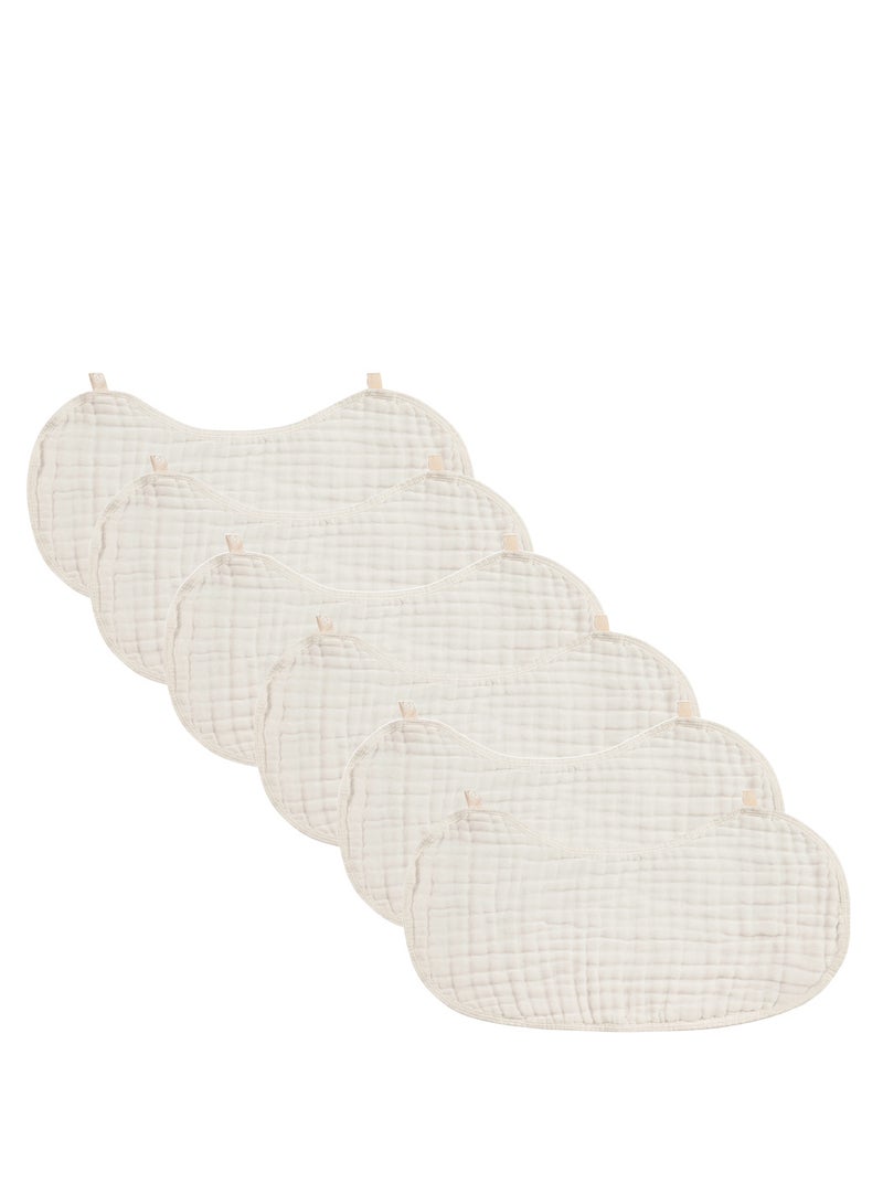 Joley Set of 6- 100% Cotton Burp & Bib Cloth White - Image 1