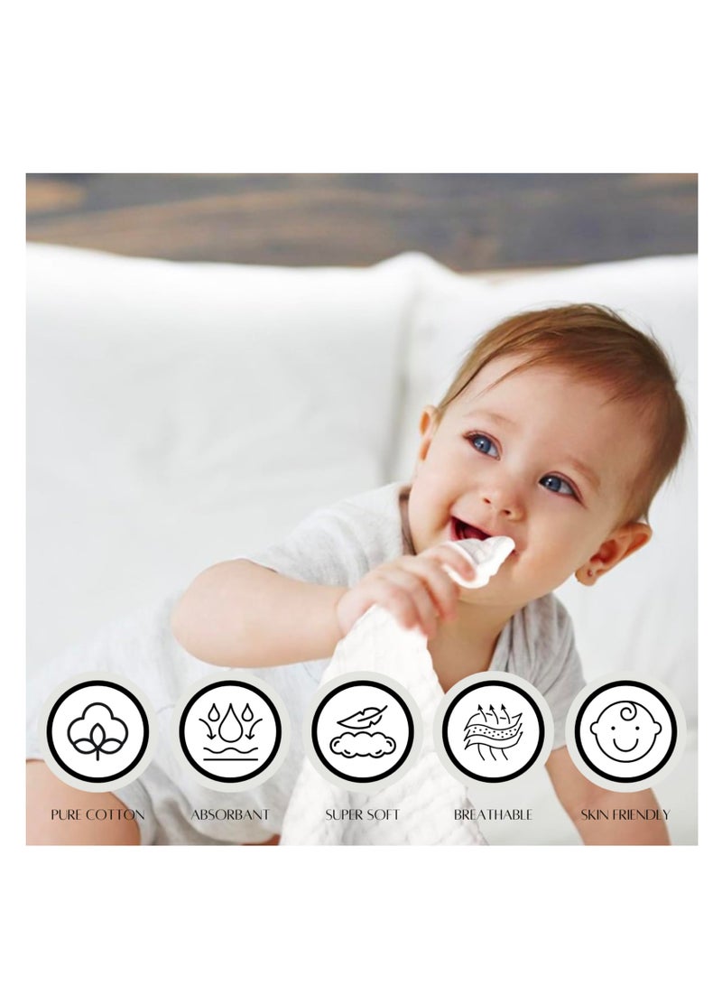 Joley Set of 6- 100% Cotton Burp & Bib Cloth White - Image 5