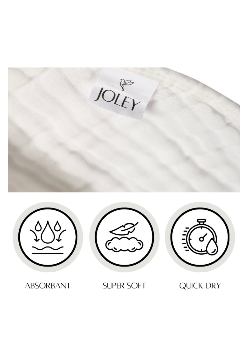 Joley Set of 6- 100% Cotton Burp & Bib Cloth White - Image 3