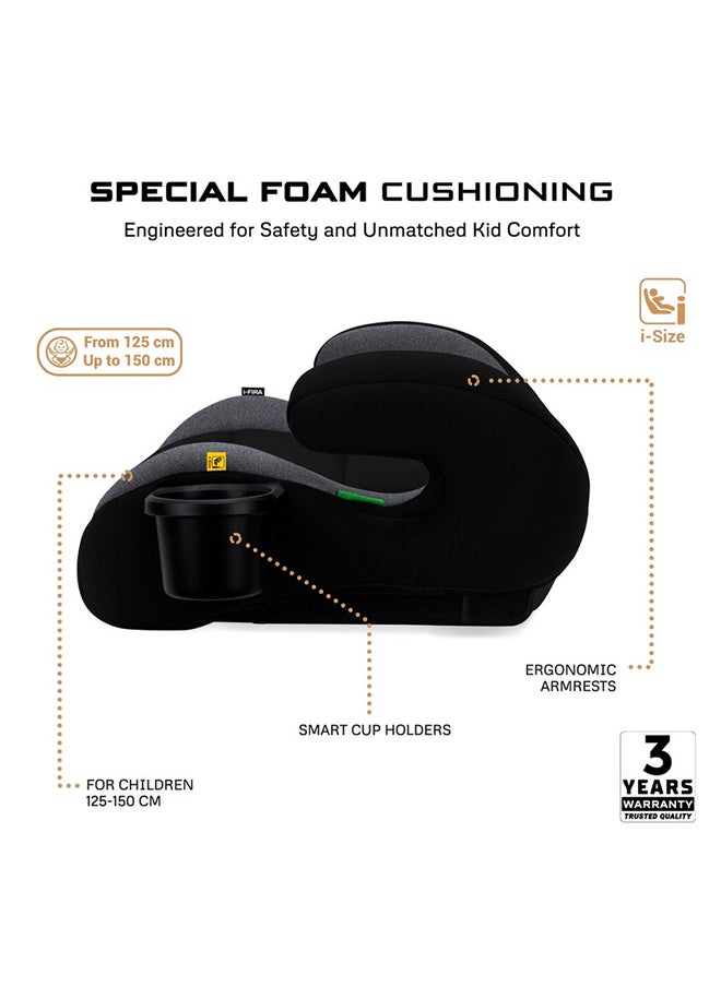 neobreez I-Fira I-Size Backless Booster Car Seat,  Double Padded Foam,  Compact, Lightweight & Portable Kids Car Seat, Arm Rest Seat, 2 Cup Holder,  Ecer129  (6-12Yrs, 125-150Cm, 22-36Kg, 2Yrs Warranty)  - Image 2