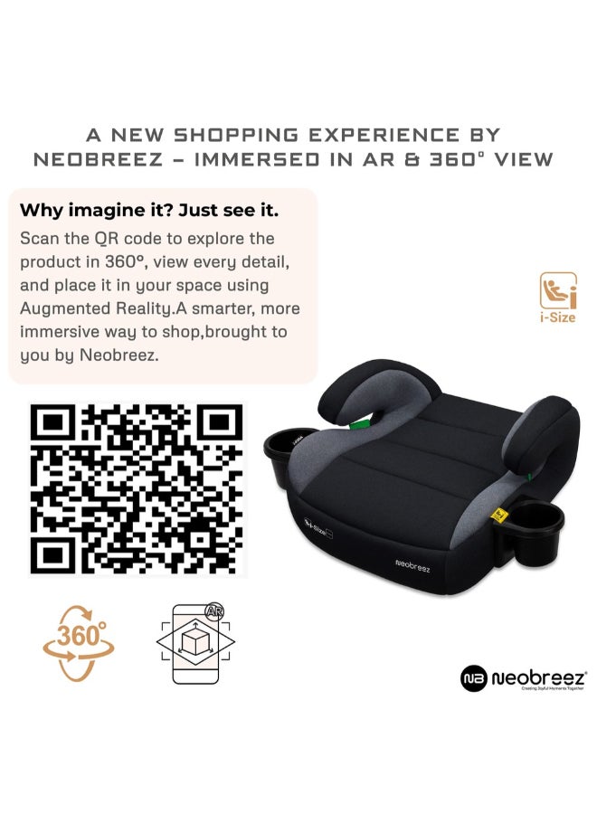 نيوبريز مقعد معزز للأطفال بدون ظهر، مبطن مزدوج، مدمج وخفيف الوزن، محمول للسفر، للأولاد والبنات، مسند ذراع، حامل أكواب مزدوج، - سنة، - كجم - Image 2
