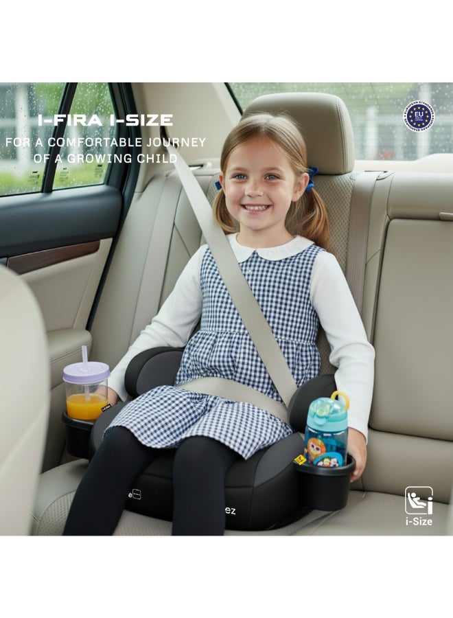 نيوبريز مقعد معزز للأطفال بدون ظهر، مبطن مزدوج، مدمج وخفيف الوزن، محمول للسفر، للأولاد والبنات، مسند ذراع، حامل أكواب مزدوج، - سنة، - كجم - Image 4