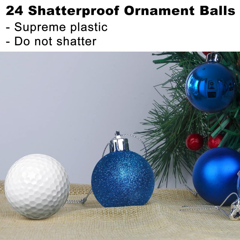 GameXcel Royal Blue 1.6"" Small Christmas Balls Christmas Tree Decoration Ornaments Shatterproof Hanging Balls for Birthday Halloween Holiday Wedding Decorations Set of 24pcs - Image 3