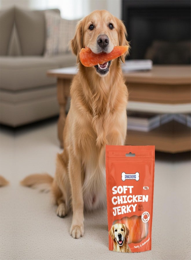 Snackers Soft Chicken Jerky, Dog Treats | Natural High Protein Chews for Dental Health, Strong Muscles & High Energy | Healthy & Tasty Snacks for Puppies & Adult Dogs, 70g - Image 2