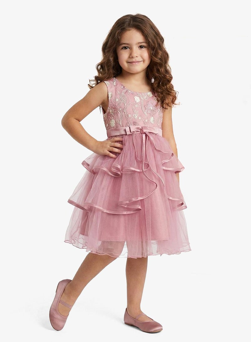Pinata Flower Embroidered Tier Occasion Dress - Image 1