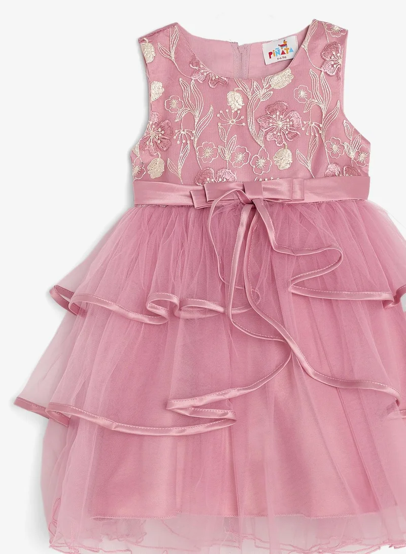 Pinata Flower Embroidered Tier Occasion Dress
