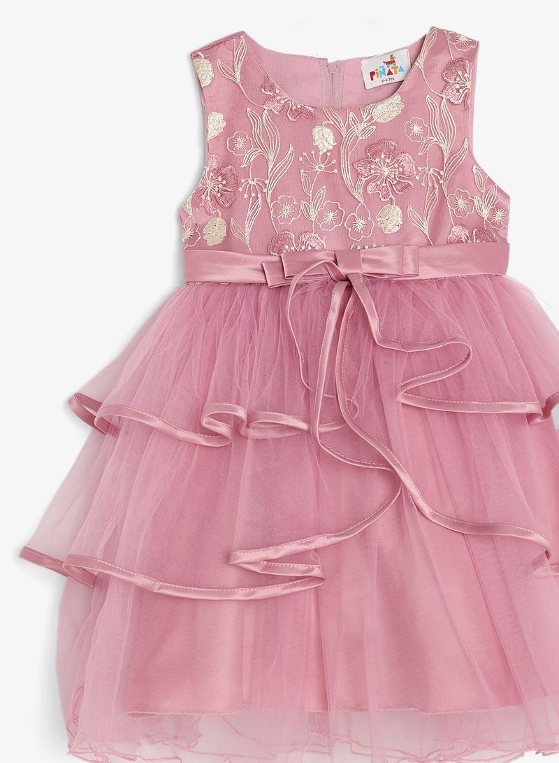 Pinata Flower Embroidered Tier Occasion Dress - Image 4