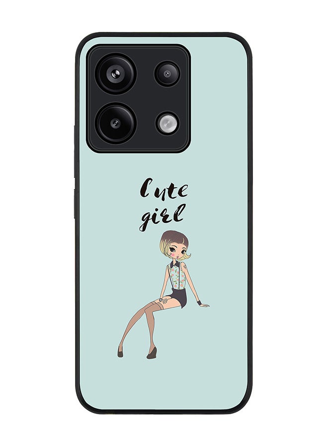 Stylizedd Rugged Black Edge Case for Xiaomi Redmi Note 13 Pro 5G, Slim fit Case Flexible Anti Drop TPU Gel Thin Cover -  Shy Cute Girl - Image 1