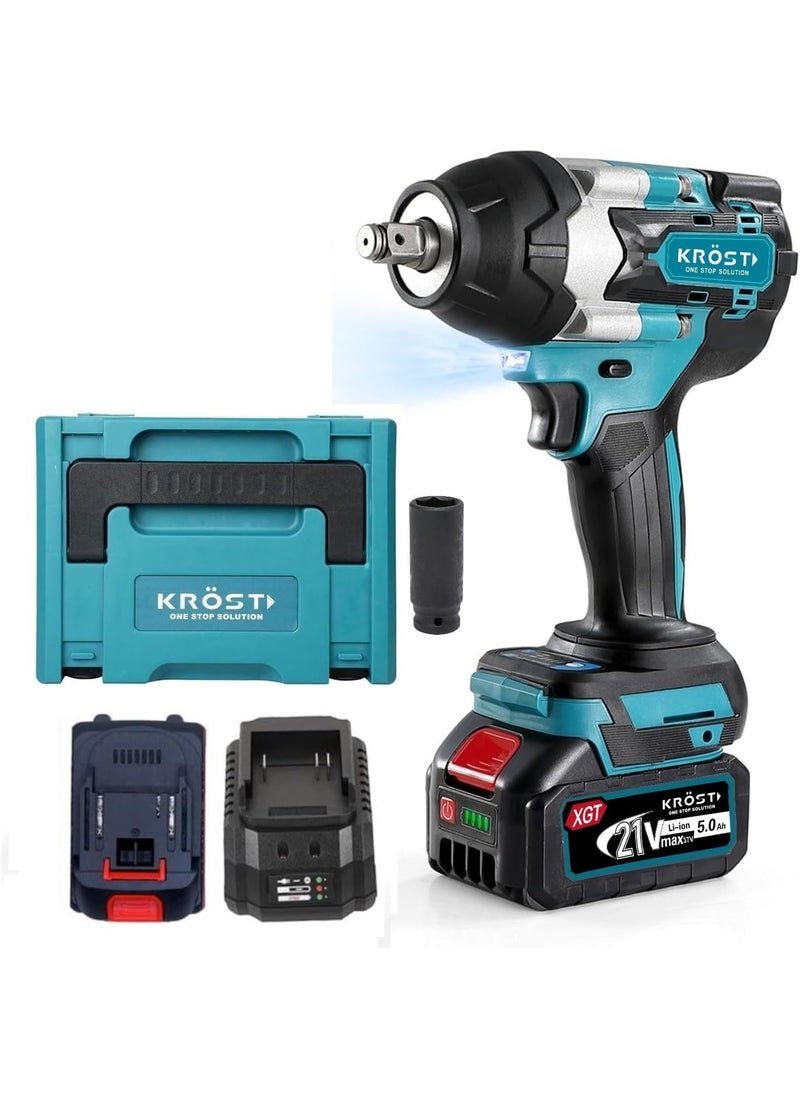KROST - KROST Pro Series 850NM High Torque Cordless Impact Wrench 12Brushless Motor 4 Mode SelectionAuto Stop Function LED Light Impact Wrench Single Battery - Image 1
