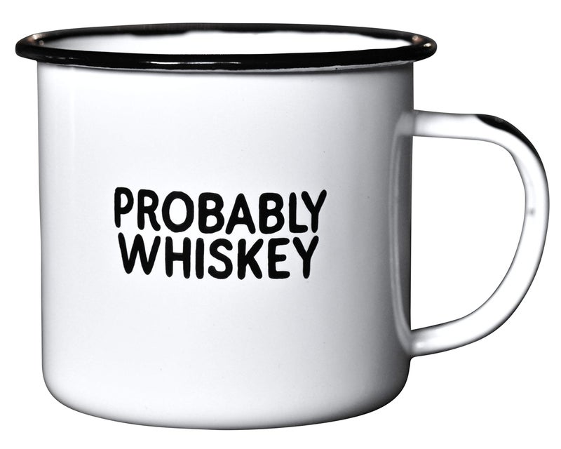 swag brewery PROBABLY WHISKEY | Enamel "Coffee" Mug | Funny Bar Gift for Whiskey, Bourbon, and Scotch Lovers, Dads, Moms, Fathers, Men, Whisky Geeks | Practical Cup for Kitchen, Campfire, Home, and Travel - Image 1