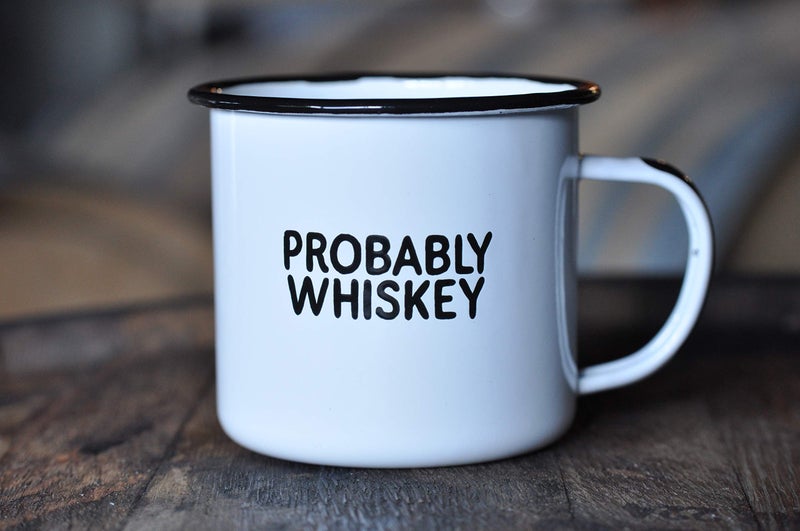 swag brewery PROBABLY WHISKEY | Enamel "Coffee" Mug | Funny Bar Gift for Whiskey, Bourbon, and Scotch Lovers, Dads, Moms, Fathers, Men, Whisky Geeks | Practical Cup for Kitchen, Campfire, Home, and Travel - Image 2