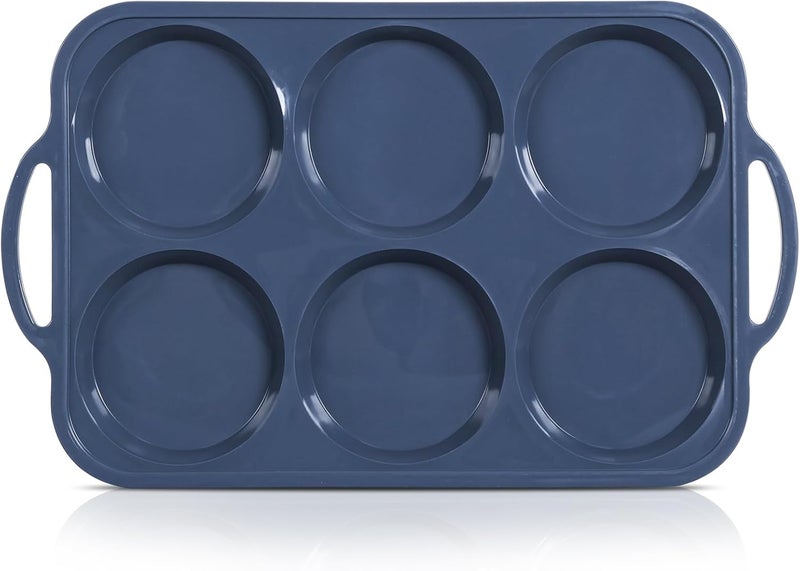 Vnray 4 Inch Jumbo Silicone Muffin Top Pan with Metal Frame, Non Stick Silicone Egg Mold for Oven, Large Whoopie Pie Baking Pan with Handle for English Breakfast Sandwich, Egg Bite, Bun Tart, Grey - Image 1
