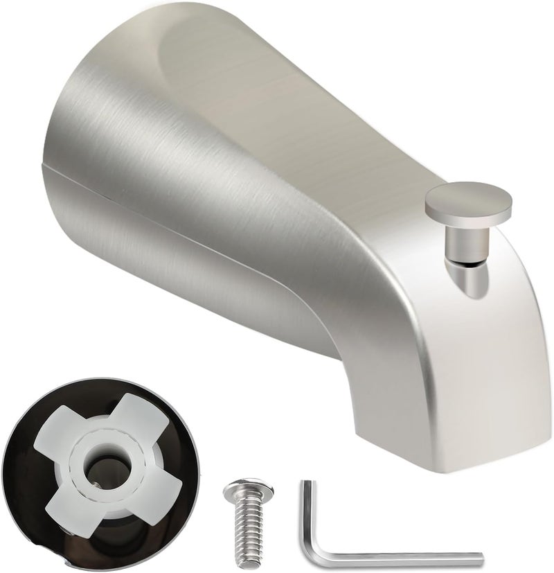 Coolfell Slip On Tub Spout with Diverter, for 1/2" Copper Pipe, Compatible with Kohler GP85556 Bath Tub Spout, Bathroom Bathtub Tub Faucet Replacement, with 5/32" Hex Wrench (Brushed Nickel) - Image 1