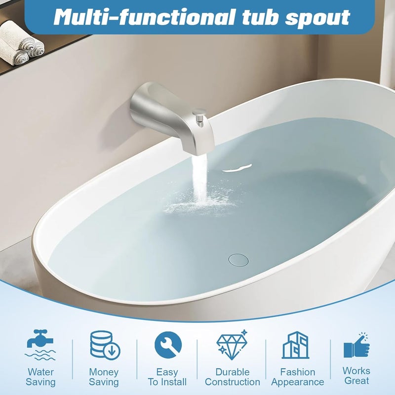 Coolfell Slip On Tub Spout with Diverter, for 1/2" Copper Pipe, Compatible with Kohler GP85556 Bath Tub Spout, Bathroom Bathtub Tub Faucet Replacement, with 5/32" Hex Wrench (Brushed Nickel) - Image 5