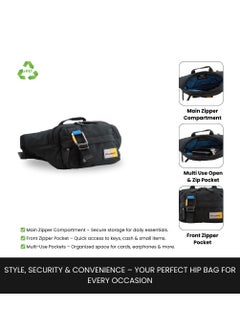 Discovery Discovery ICON  Waist Bag Black, Hip Bag With Adjustable Strap, RFID Pocket, Suitable For Travel, Outdoors, Gym, Hiking For Men And Women  - Image 2
