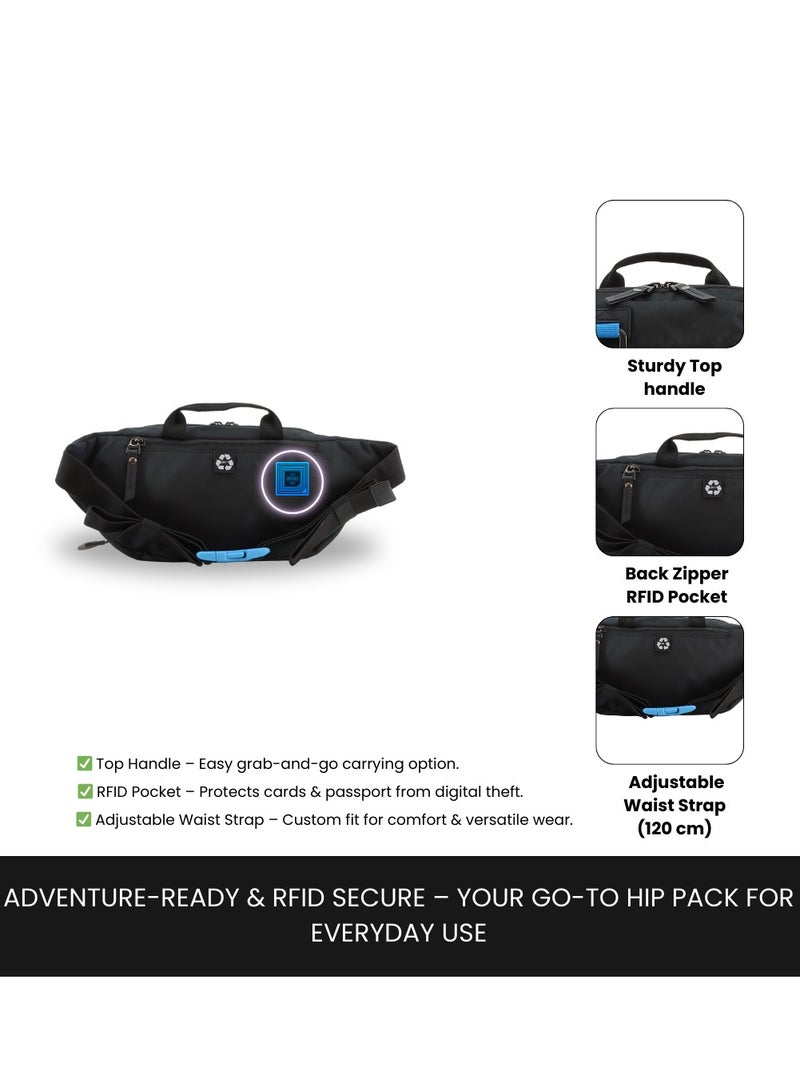 Discovery Discovery ICON  Waist Bag Black, Hip Bag With Adjustable Strap, RFID Pocket, Suitable For Travel, Outdoors, Gym, Hiking For Men And Women  - Image 3
