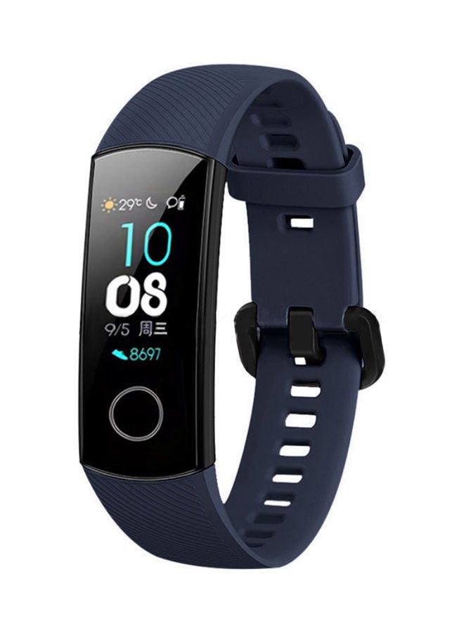 NIBEMINENT Silica Gel Bracelet Strap Replacement For Honor Band 5 Dark Blue  - Image 2