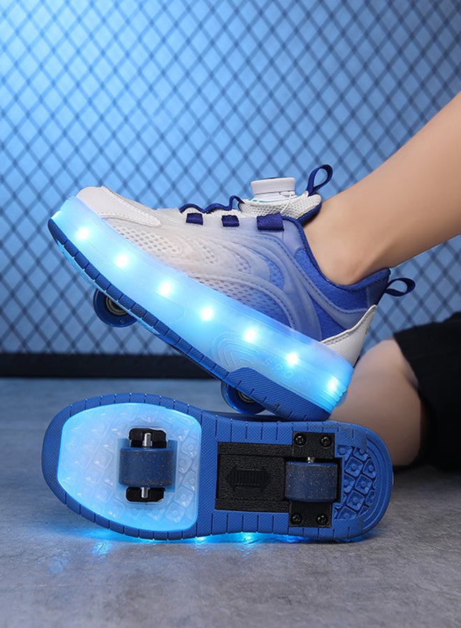 إسكدنيا أحذية تزلج بعجلات للأطفال للجنسين بشحن USB ، أحذية تزلج بعجلات LED للبنات والأولاد مزودة بعجلات مزدوجة قابلة للسحب - Image 3