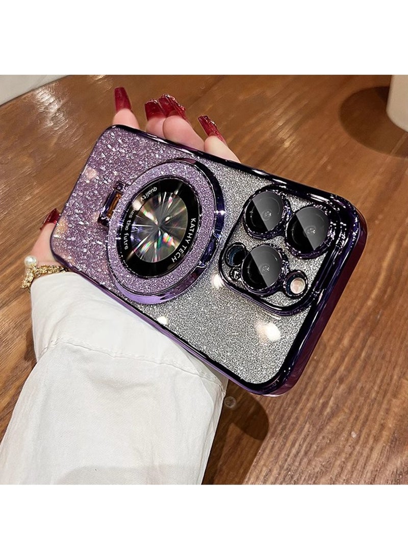 X-level - Magnetic Kickstand Glitter Case for iPhone 16 Pro Max, [Compatible with Magsafe] Luxury Bling Sparkly Diamond Rhinestones with Camera Protector Women Girls Case for iPhone 16 Pro Max (Purple) - Image 1