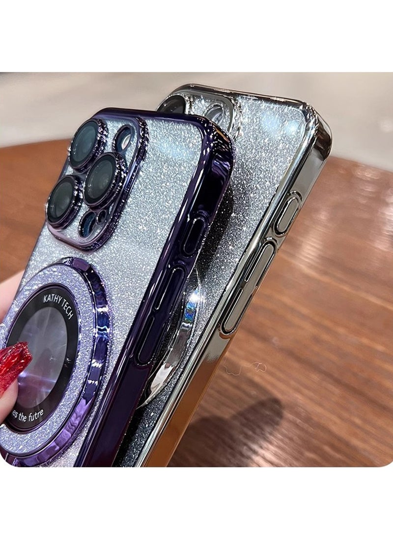 X-level - Magnetic Kickstand Glitter Case for iPhone 16 Pro Max, [Compatible with Magsafe] Luxury Bling Sparkly Diamond Rhinestones with Camera Protector Women Girls Case for iPhone 16 Pro Max (Purple) - Image 1