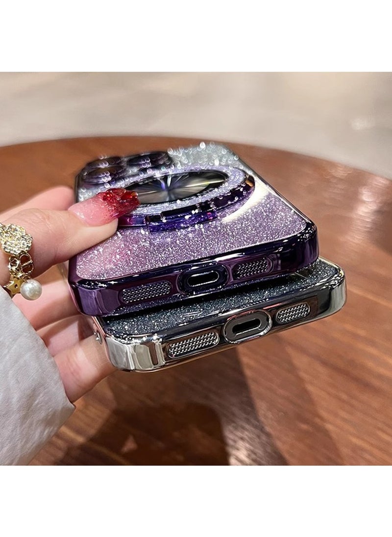 X-level - Magnetic Kickstand Glitter Case for iPhone 16 Pro Max, [Compatible with Magsafe] Luxury Bling Sparkly Diamond Rhinestones with Camera Protector Women Girls Case for iPhone 16 Pro Max (Purple) - Image 1