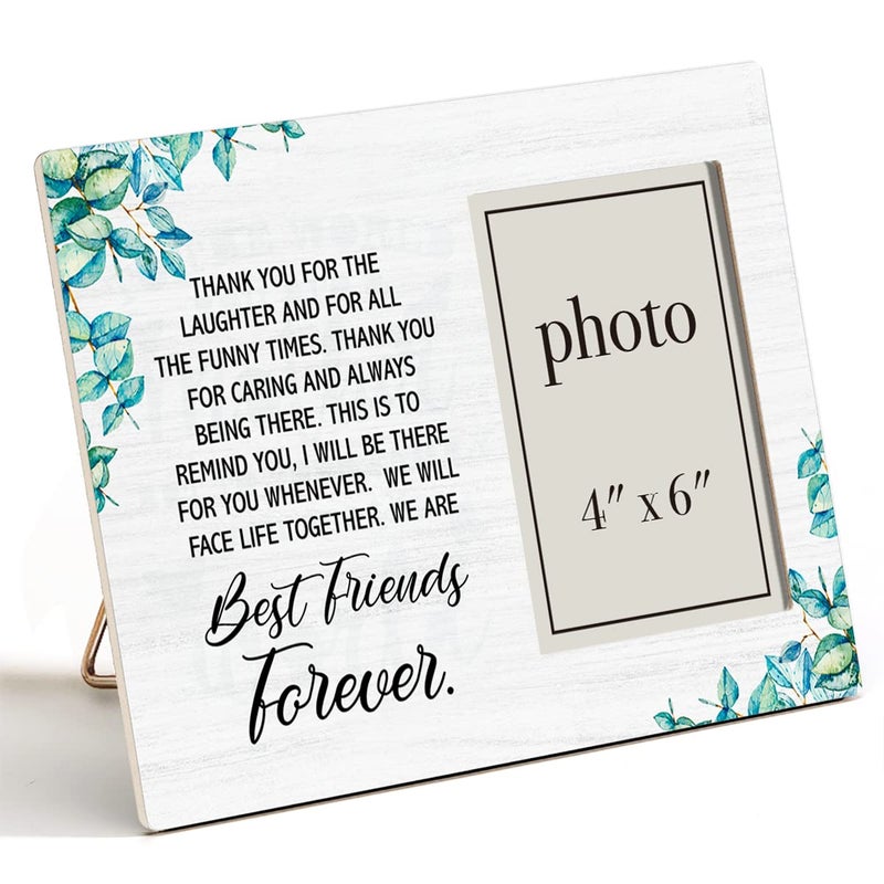 Zauly Best Friends Gift Wooden Picture Frame Best Friends Forever Wood Photo Frame Gifts Idea for Bestie Friends BFF Soul Sisters Tabletop Wall Mounting 4x6 Inch Photo