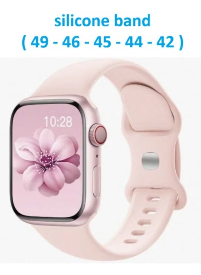 سوار رياضي من السيليكون متوافق مع سوار ساعة أبل بمقاسات 42 مم، 44 مم، 45 مم، 46 مم، 49 مم - بينك فاتح - Image 1