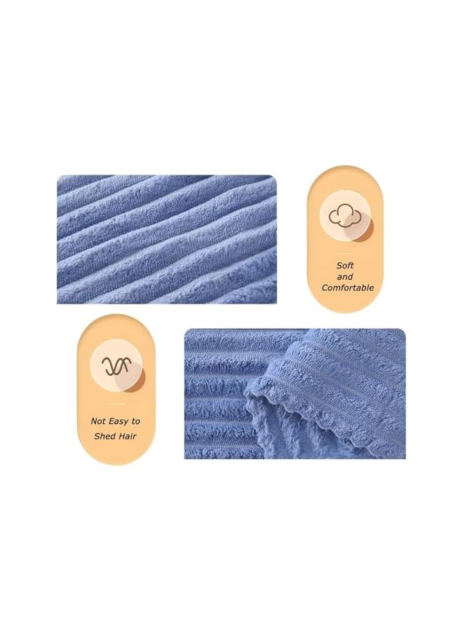 The Bros Soft Bath Towels Set, Fleece Twin Bath Towels for Bathroom, Home, Hotel, Spa, Beach, Pool, Gym (70X140cm Blue) - Image 4