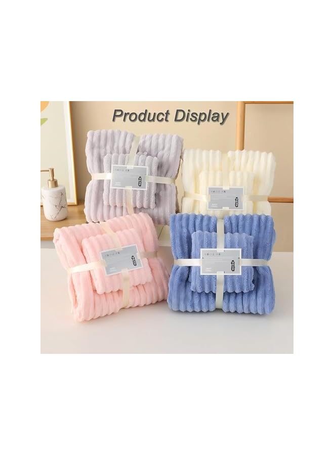 The Bros Soft Bath Towels Set, Fleece Twin Bath Towels for Bathroom, Home, Hotel, Spa, Beach, Pool, Gym (70X140cm Blue) - Image 5