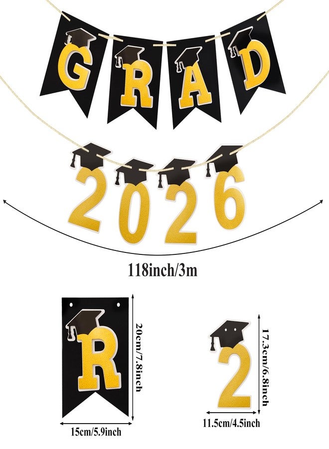 Auch Graduation Decorations 2026– DIY 3D Congrats Grad 2026 Banner Black and Gold Layered Grad Party Decor for School and Home Graduation Photo Backdrop (Black) - Image 4