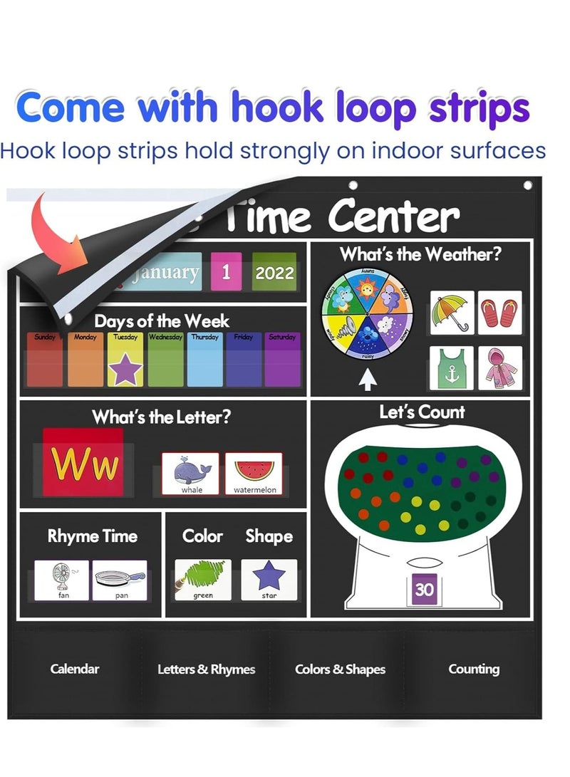 Circle Time Learning Center Pocket Chart, Kids Calendar for Classroom, Educational Weather Letter Counting Rhyme Color Shape for Activity - Image 2