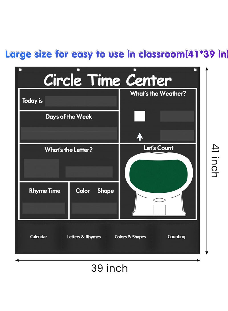 Circle Time Learning Center Pocket Chart, Kids Calendar for Classroom, Educational Weather Letter Counting Rhyme Color Shape for Activity - Image 4