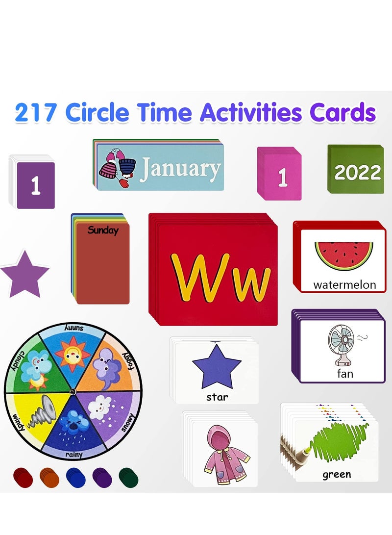 Circle Time Learning Center Pocket Chart, Kids Calendar for Classroom, Educational Weather Letter Counting Rhyme Color Shape for Activity - Image 3