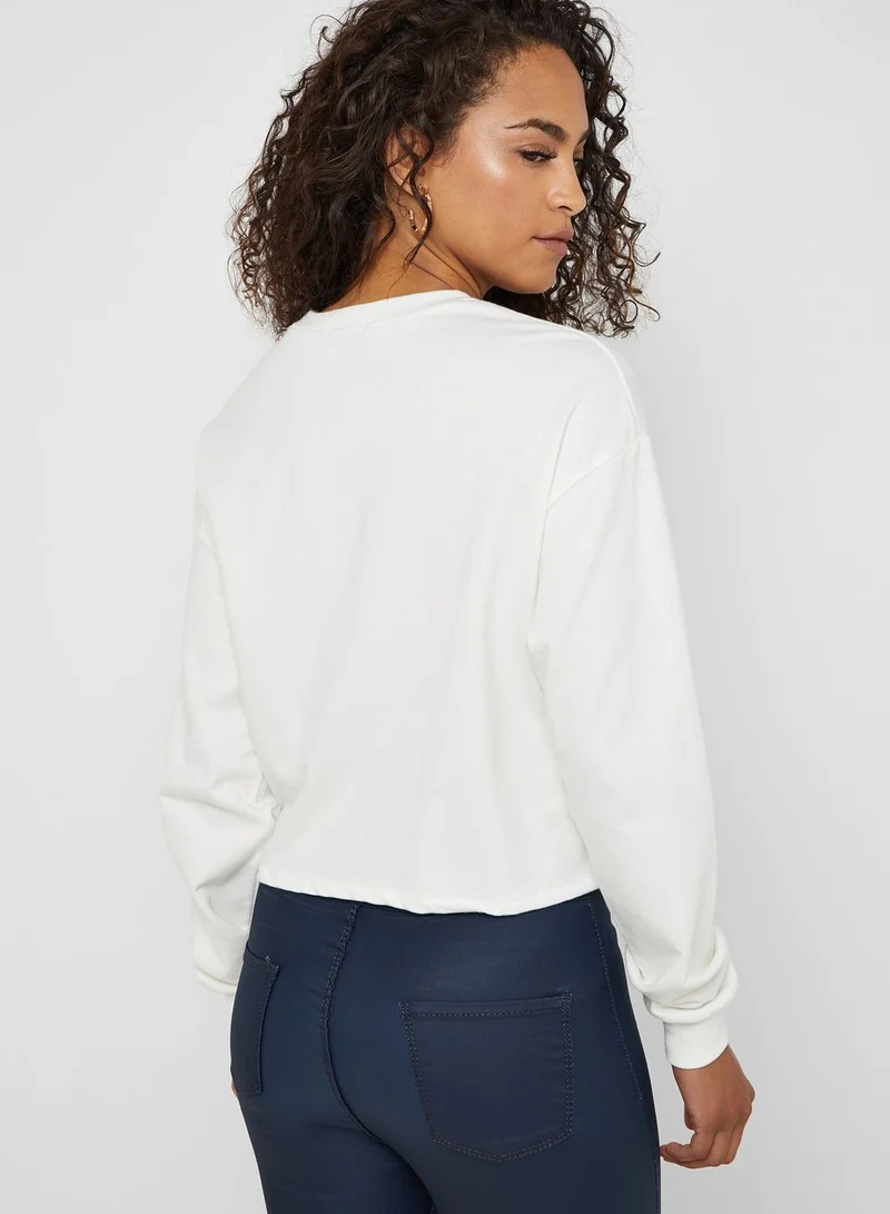 Ginger Slogan Tie Hem Sweatshirt
