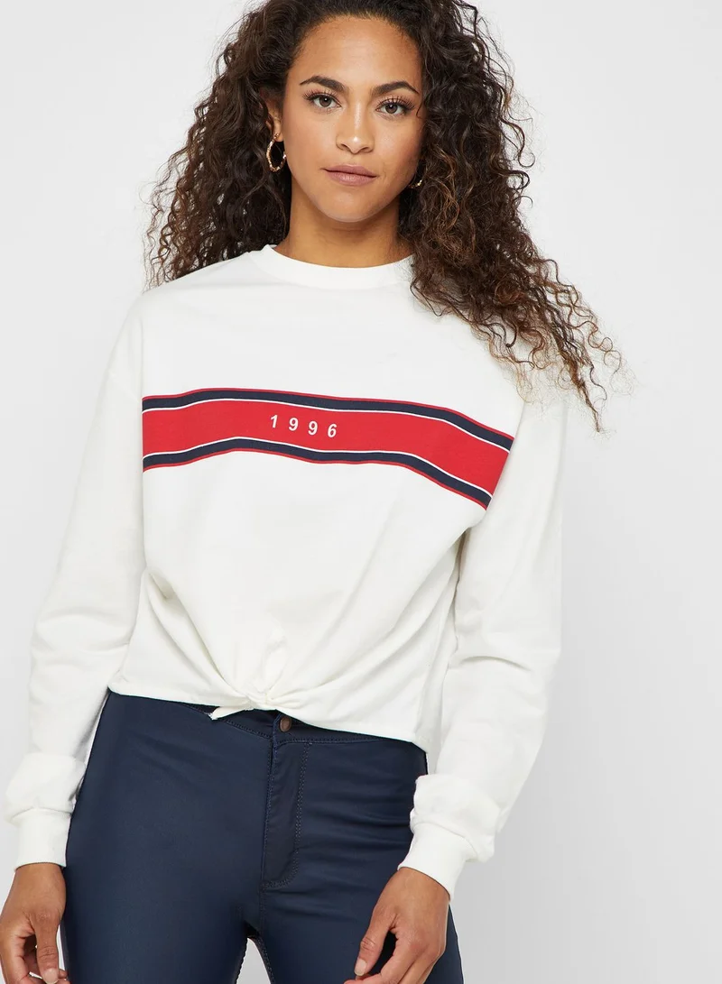 Ginger Slogan Tie Hem Sweatshirt