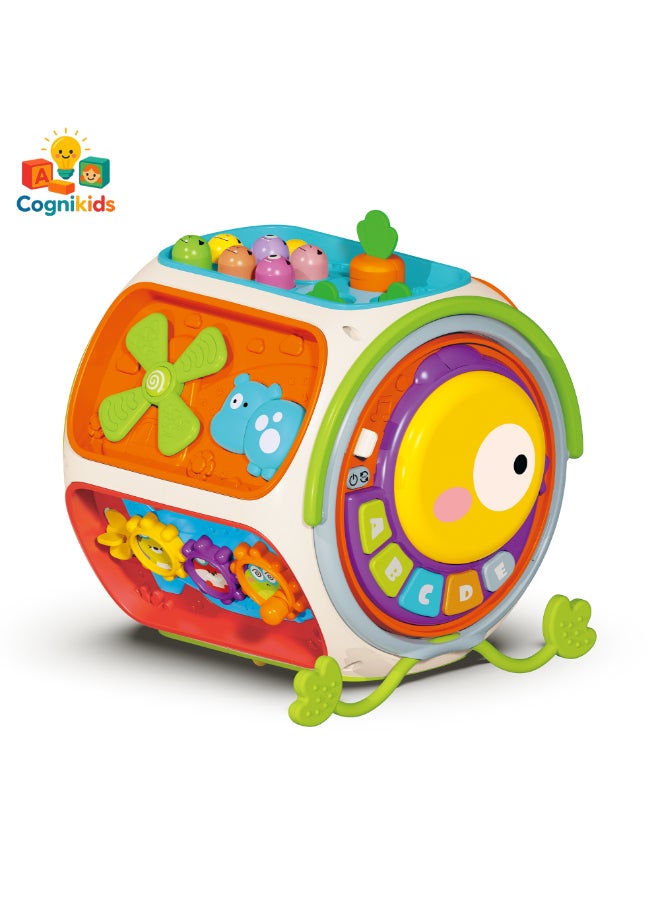 COGNIKIDS 9-In-1 Baby Activity Cube – Montessori Educational Toy With Music, Gears, Drum, Clock & Pull String Games | Multi-Sensory Toy For Toddlers 12M+ | Skill-Building Learning Cube - Image 2