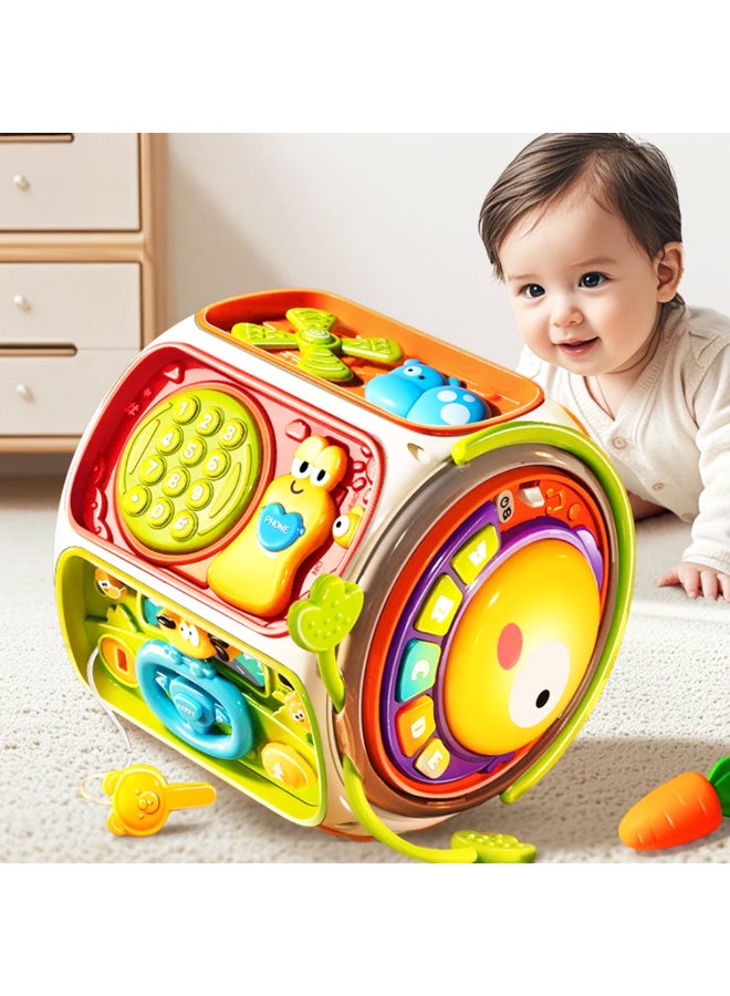 COGNIKIDS 9-In-1 Baby Activity Cube – Montessori Educational Toy With Music, Gears, Drum, Clock & Pull String Games | Multi-Sensory Toy For Toddlers 12M+ | Skill-Building Learning Cube - Image 5