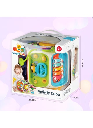 9-In-1 Baby Activity Cube – Montessori Educational Toy With Music, Gears, Drum, Clock & Pull String Games | Multi-Sensory Toy For Toddlers 12M+ | Skill-Building Learning Cube - view 4