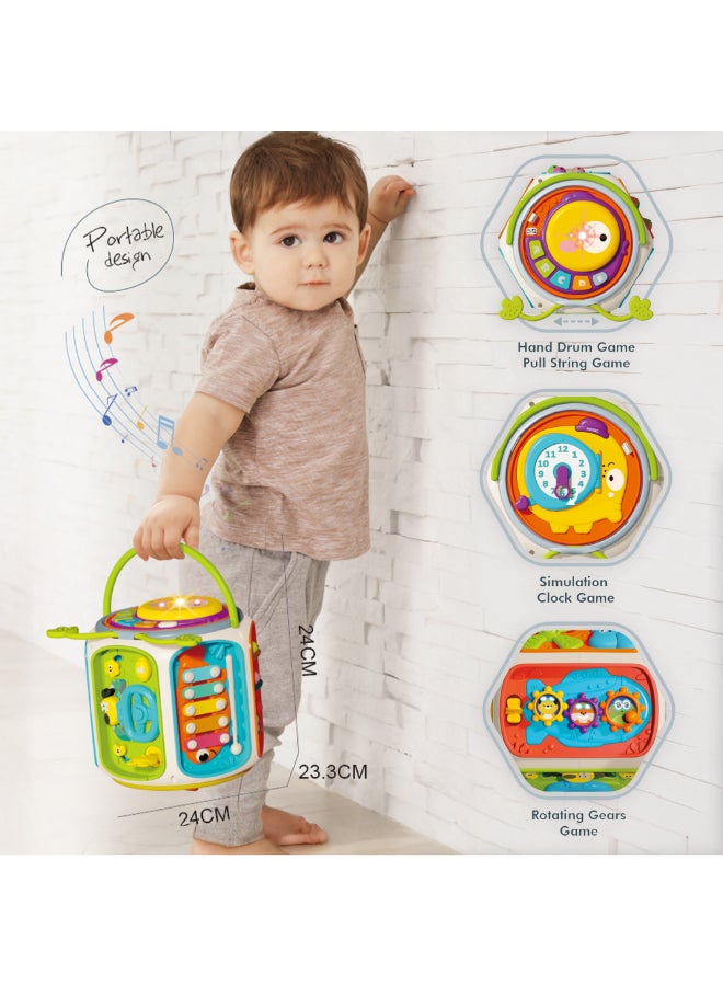 COGNIKIDS 9-In-1 Baby Activity Cube – Montessori Educational Toy With Music, Gears, Drum, Clock & Pull String Games | Multi-Sensory Toy For Toddlers 12M+ | Skill-Building Learning Cube - Image 3