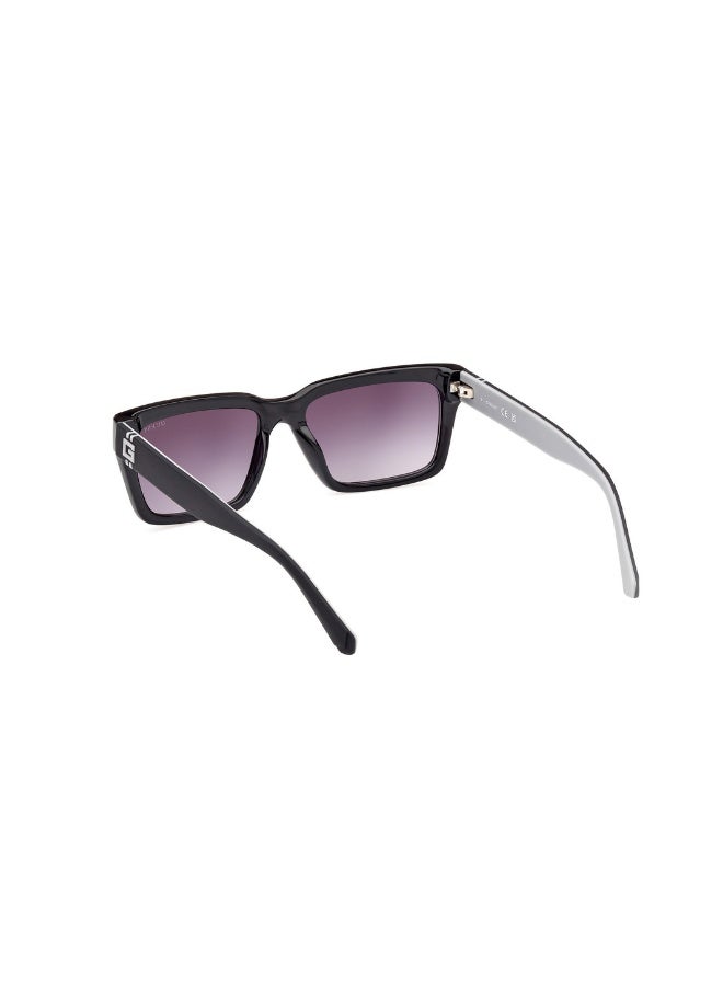 GUESS Gu00121 Rectangular Injected Sunglasses For men size 56, Shiny Black - Image 3