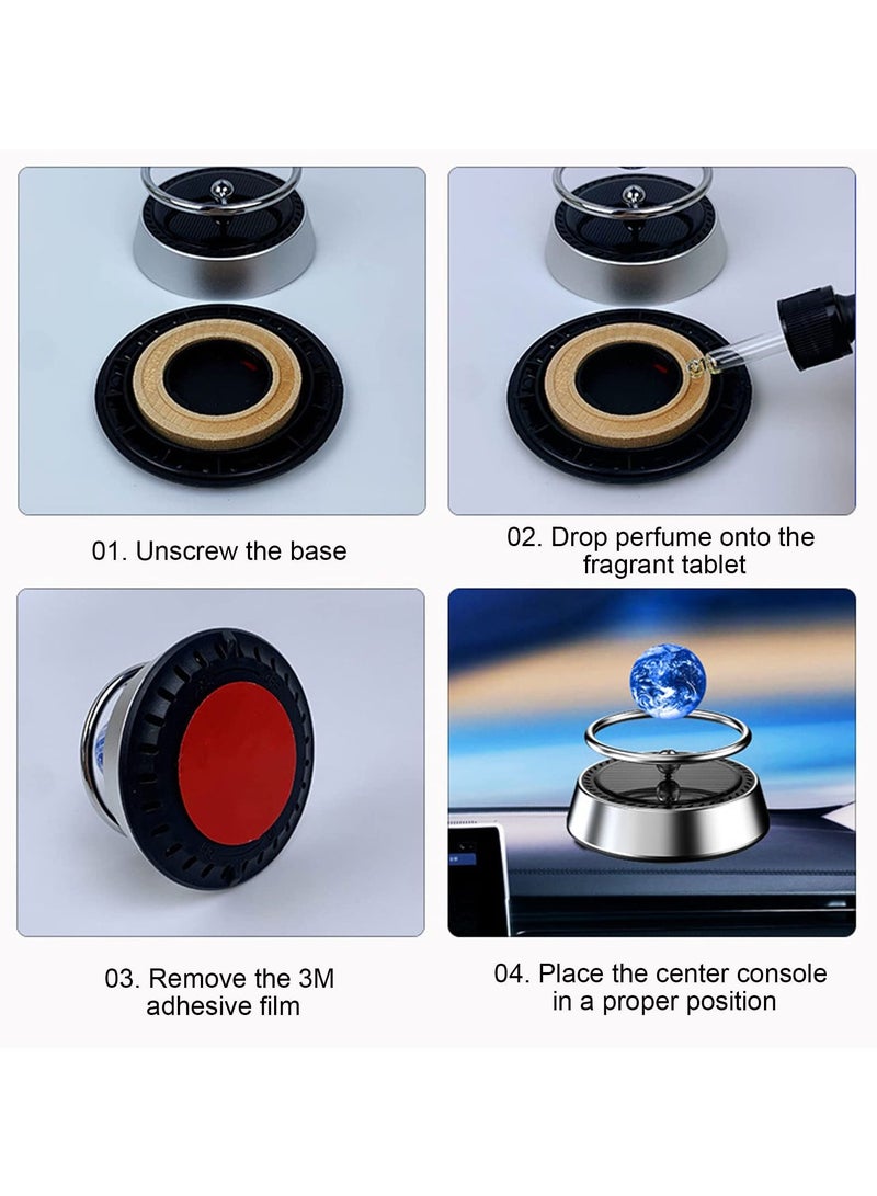 شو وو SYOSI Car Air Freshener, Aromatherapy Diffuser Solar Rotating Freshener Interior Decor Natural Long-lasting Fragrance - Image 4